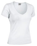 ROXY | T-Shirt de Gola em V para Mulher 50% Poliéster 50% Algodão Corte Estreito | Personalizável | Várias Cores