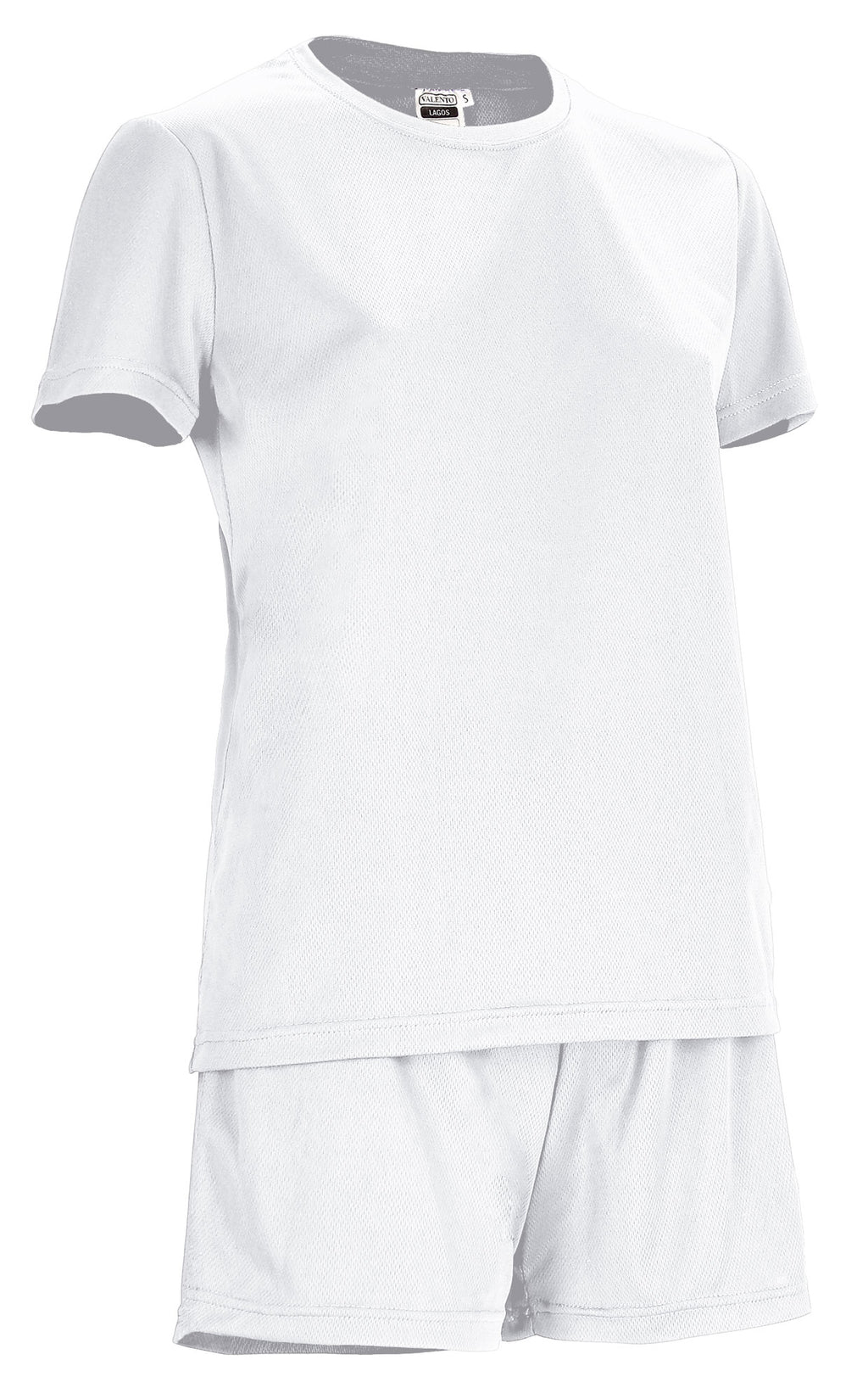 LAGOS | Conjunto Desportivo Mulher T-Shirt e Calções Bird-Eye 100% Poliéster | Personalizável | Várias Cores