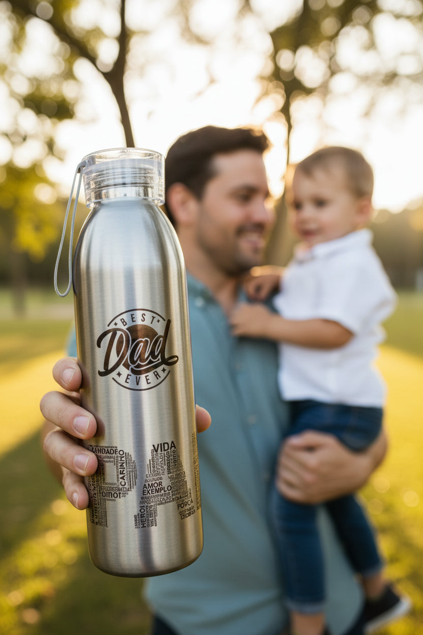 Garrafa térmica em alumínio 500 ml personalizada com gravação a laser