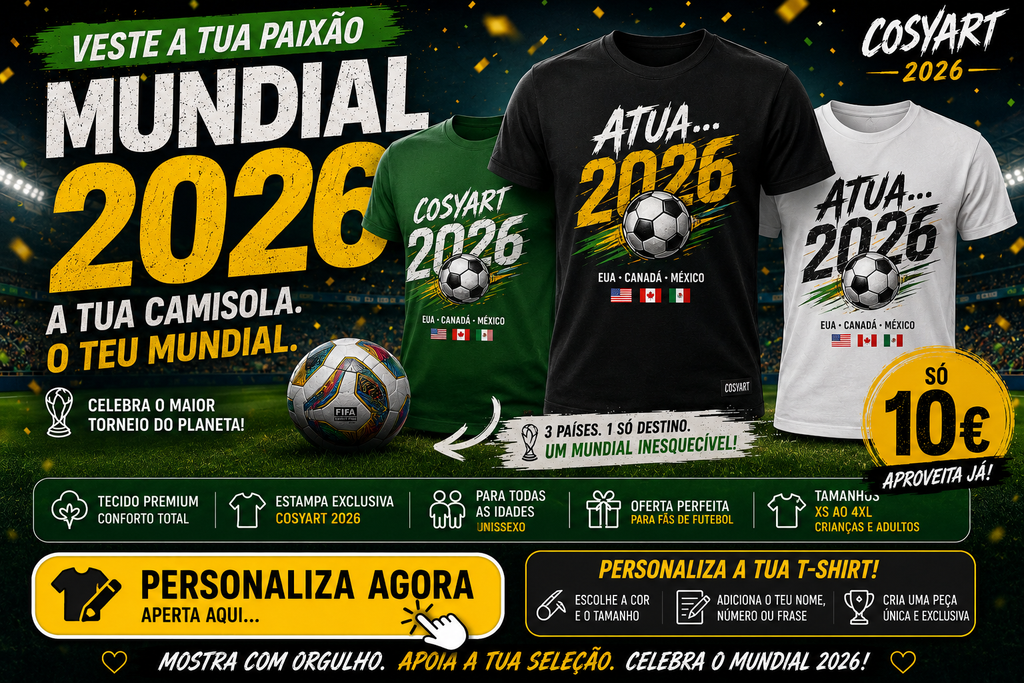 T-shirt Personalizada — Estampa World cup 2026 | Todas as Idades