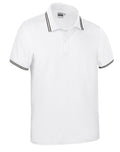 SAGANO | Polo Desportivo com Faixas Multicolores na Gola e Mangas 100% Poliéster | Personalizável | Várias Cores