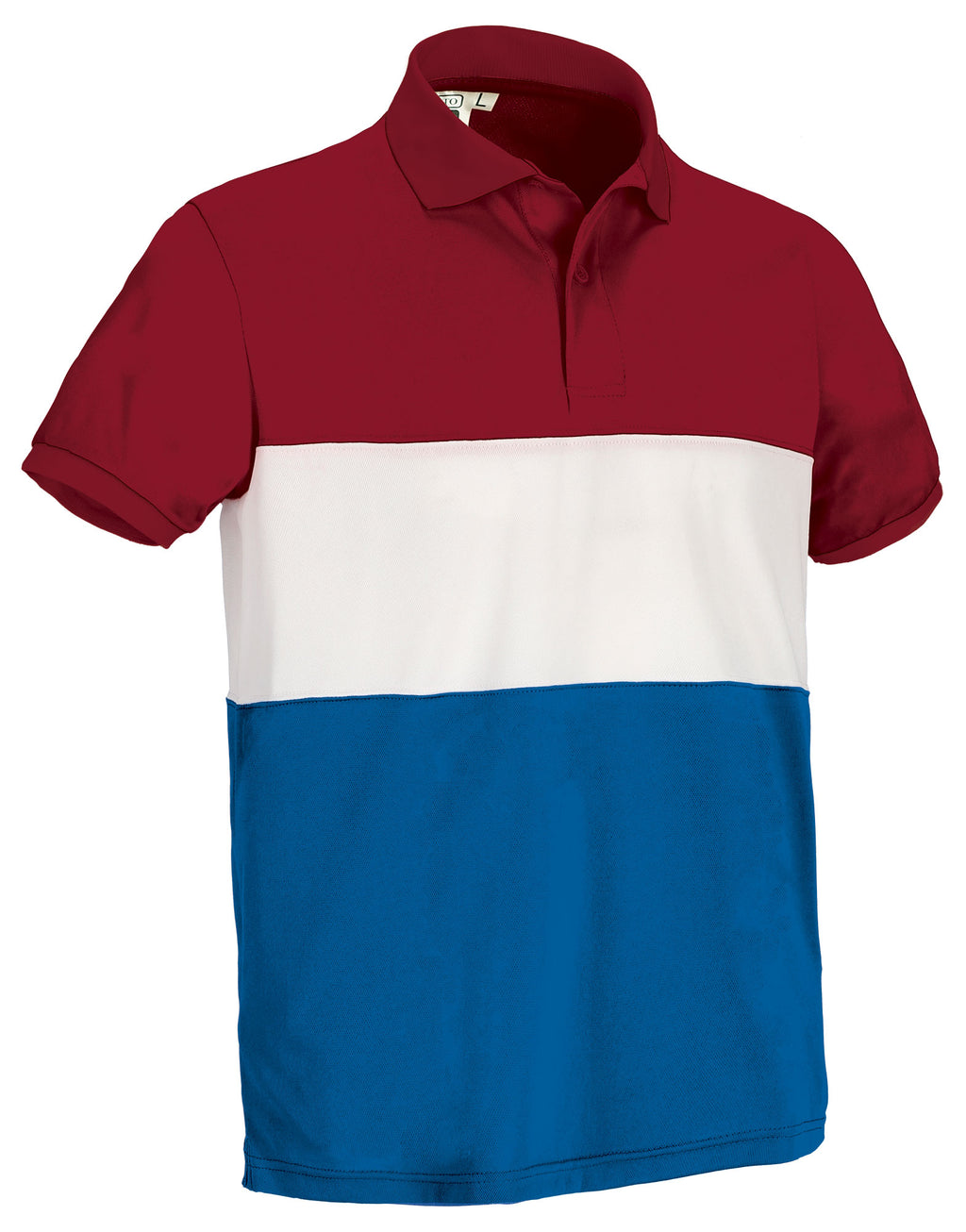 VARSITY | Polo Desportivo Tricolor Overlock 100% Poliéster | Personalizável | Várias Cores